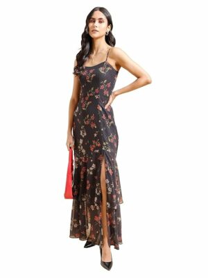 Tokyo Talkies Women's Sleeveless Shoulder Straps Printed Dresses | Stylish| Casual