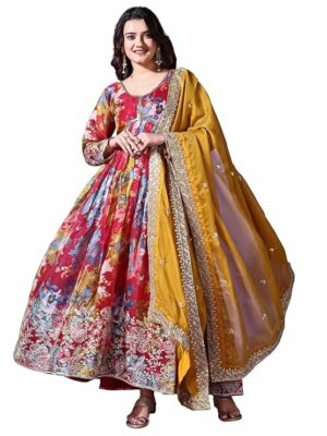 Fashion Basket Russian Silk Printed Dress for Women