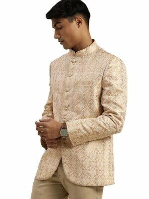 VASTRAMAY Men's Jacquard Jodhpuri