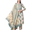 YUFTA cream pure cotton kurta set with pant & dupatta
