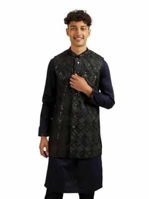 40-8.jpg Manyavar Men's Velvet Embroidered|Sequins Jacket Set
