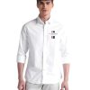 U.S. POLO ASSN. Mens White Solid Collared Neck Long Sleeve Men's Casual Shirts