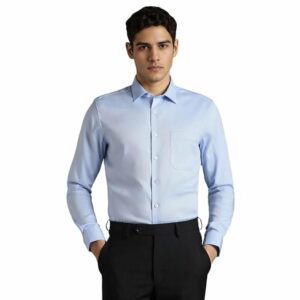 8-9.jpg Louis Philippe Men's Easy to Iron Premium Cotton Wrinkle Resistant Slim Fit Solid Formal Shirt